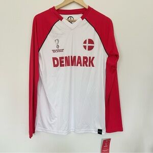 NWT Denmark Men's Jersey FIFA World Cup Licensed Soccer Jersey Qatar ‘22 Shirt S